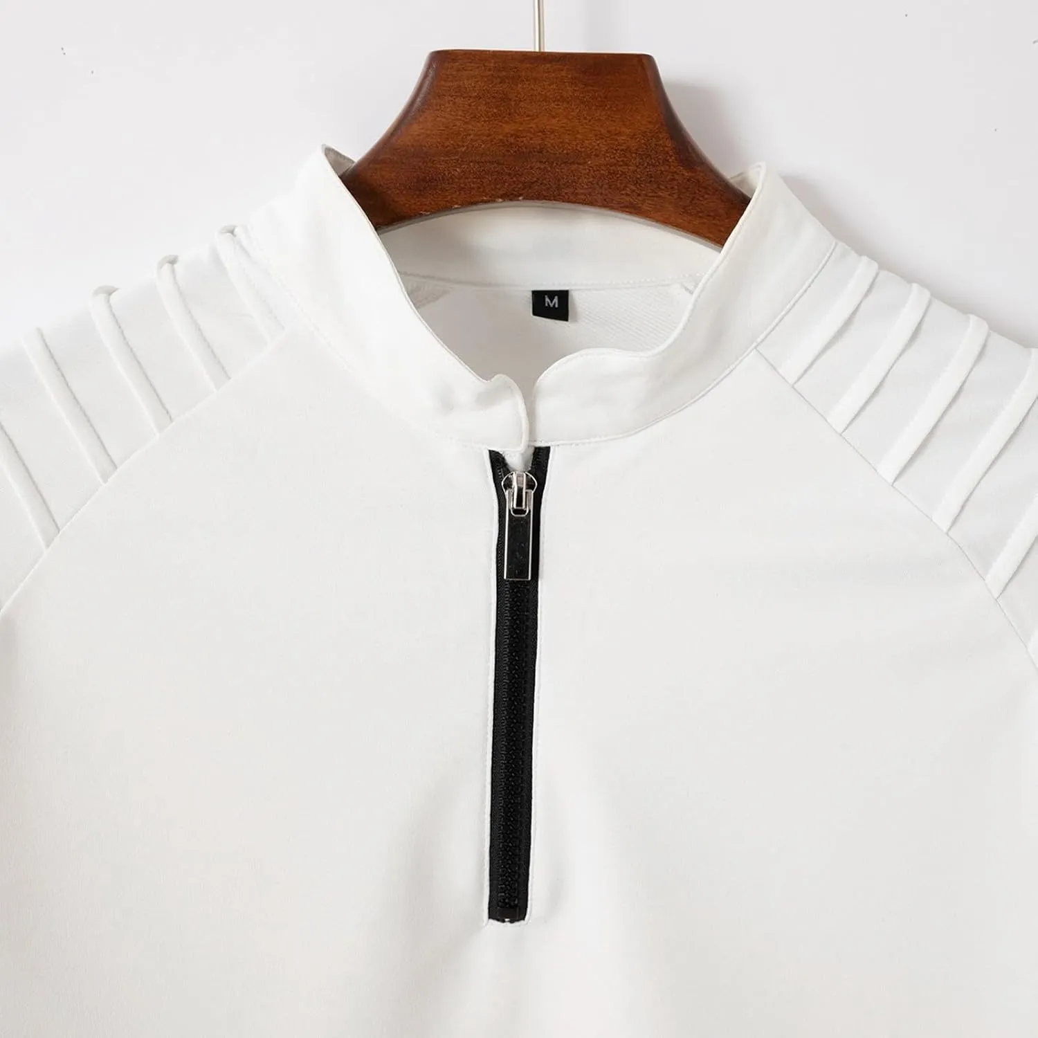 Zipper Shirts for Men's Slim Fit Shirt Casual Stretch Shoulder Pleated Zip Shirt T Shirts Men Pack Men Shirt