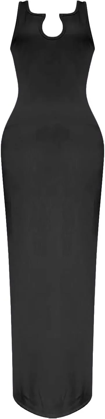 ZYXTIM Women's Sexy Bodycon Tank Dress Deep V Neck Ruched Sleeveless Casual Midi Dresses Slim Fitted Pencil Dresses Plus Size